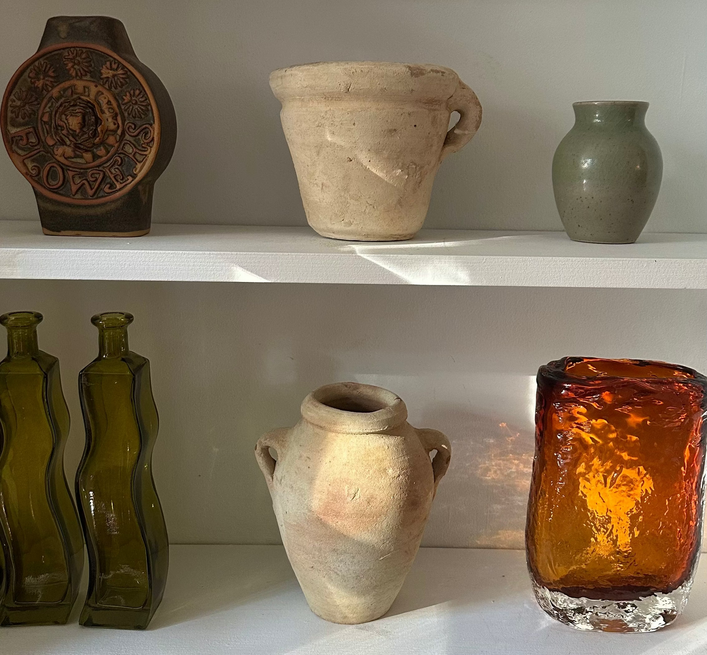 Molten amber glass vase