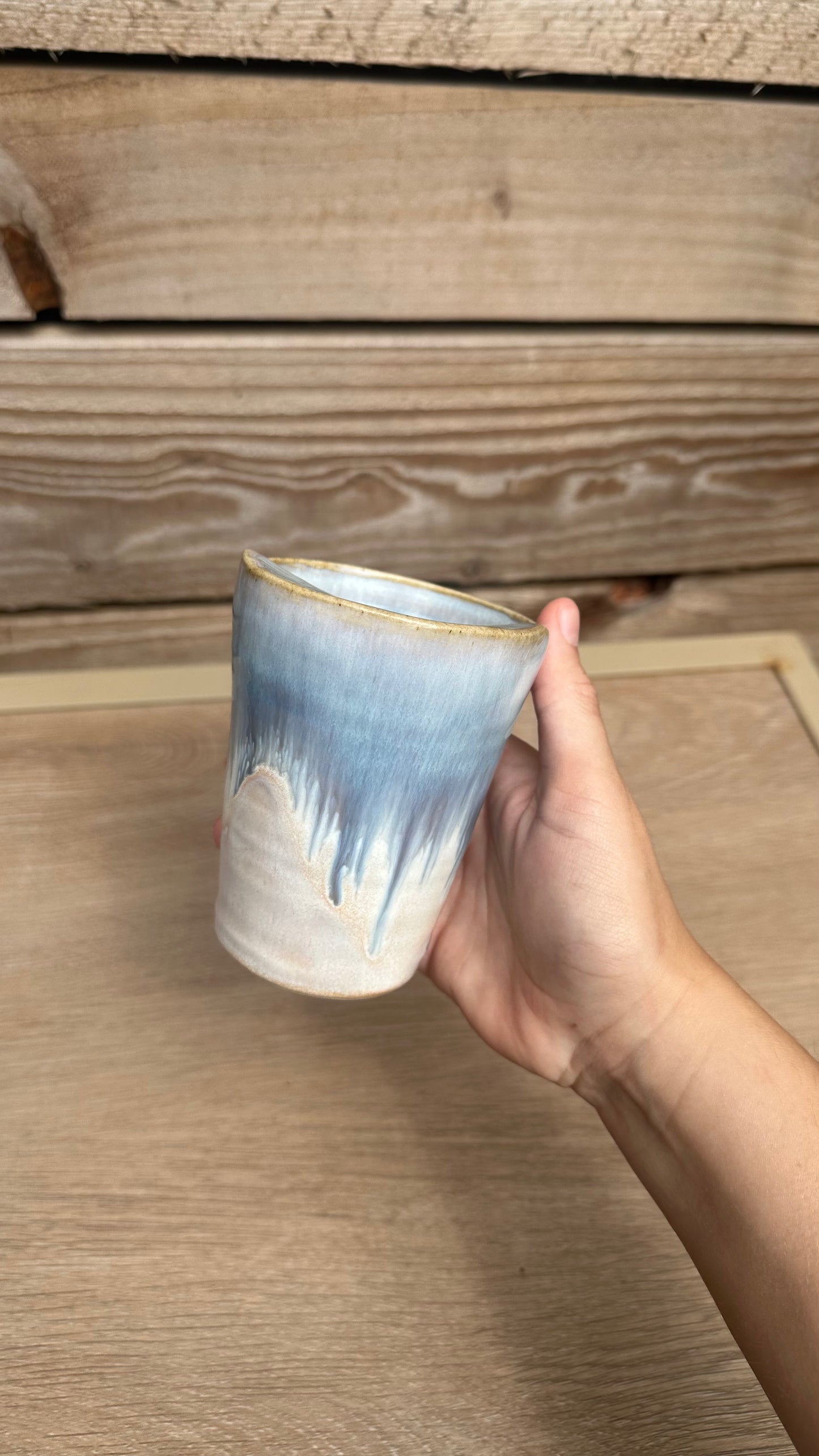 Handcrafted Ceramic Travel Mug - Ocean Blue