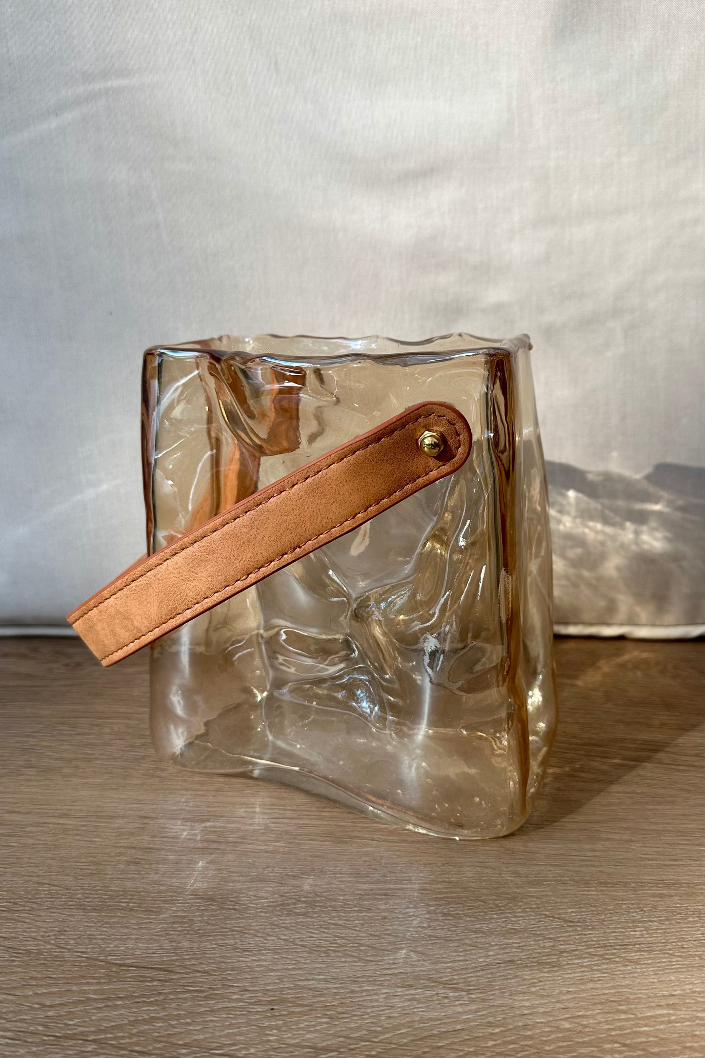 Sculpted glass bag vase