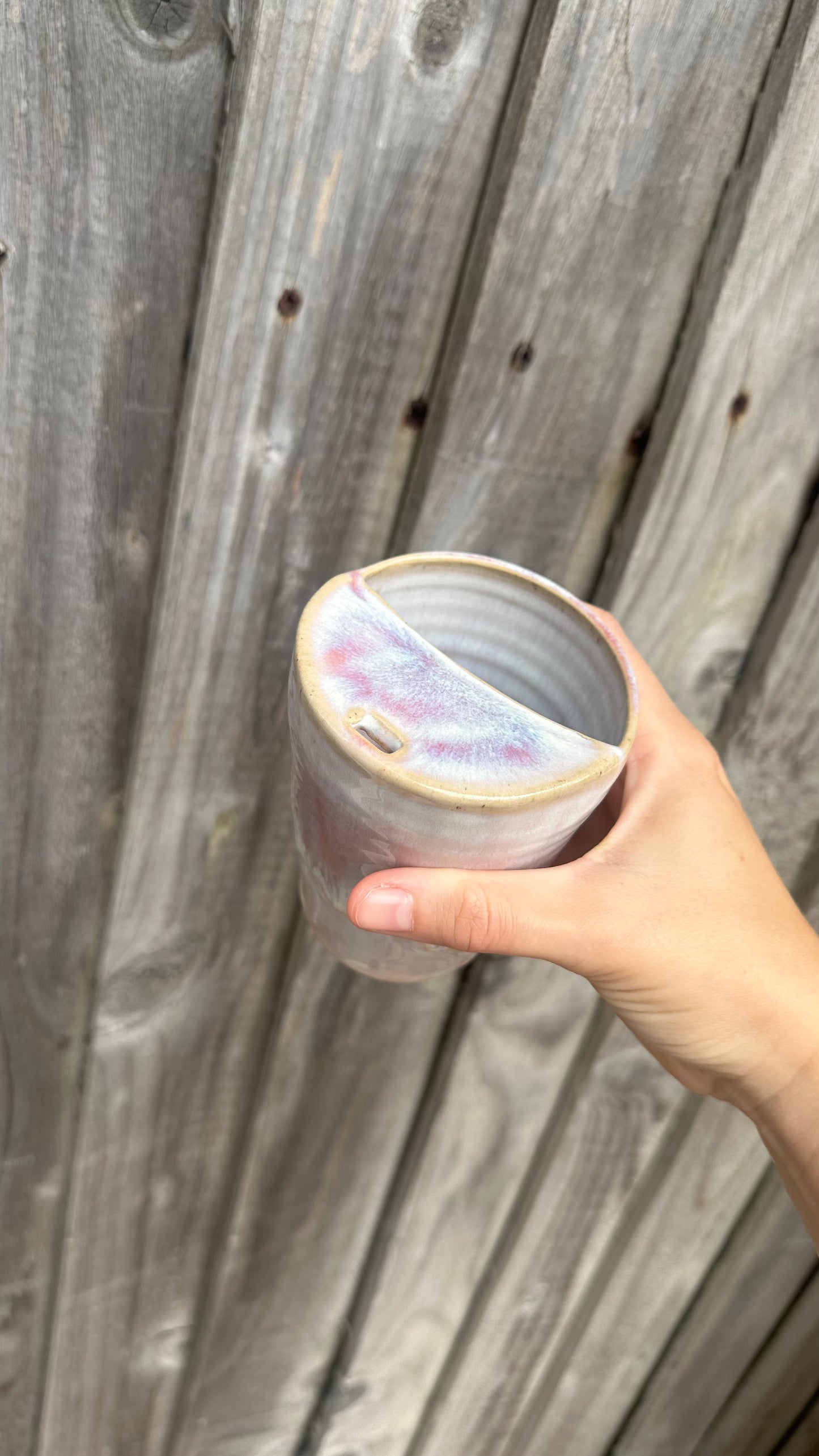 Handcrafted Ceramic Travel Mug - Pink