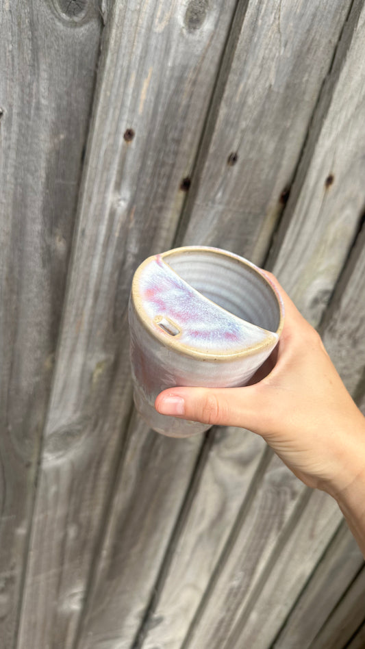 Handcrafted Ceramic Travel Mug - Pink