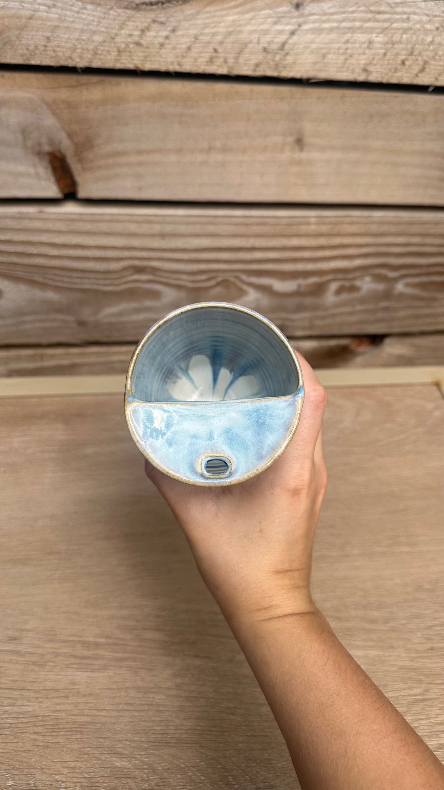 Handcrafted Ceramic Travel Mug - Ocean Blue