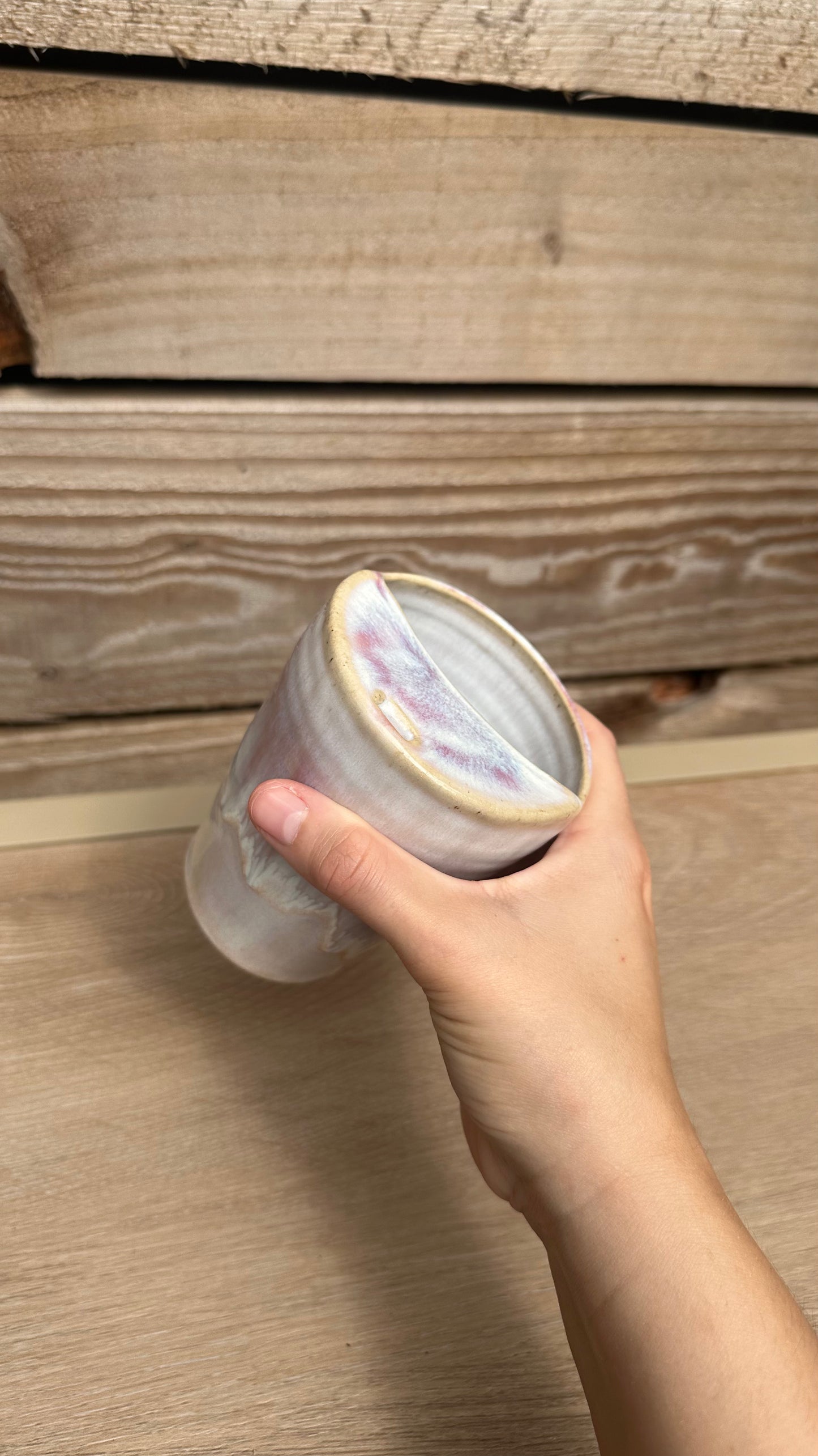 Handcrafted Ceramic Travel Mug - Pink