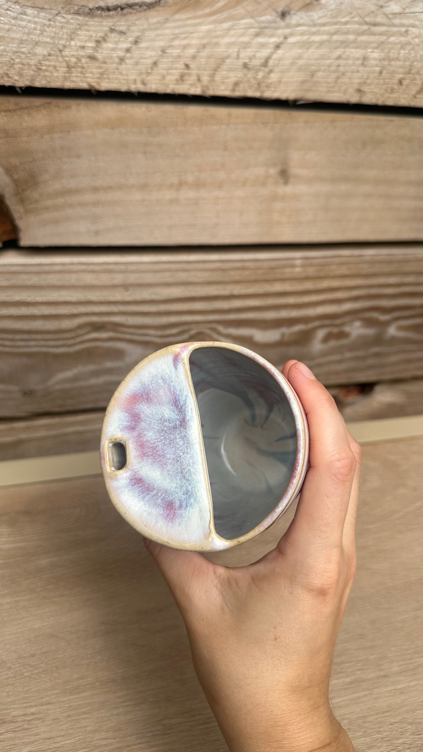 Handcrafted Ceramic Travel Mug - Pink